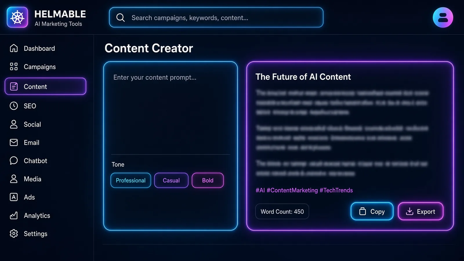 Content Creator in Helmable